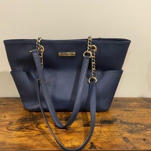 Calvin Klein Triple Compartment Tote Handbag - Navy Blue